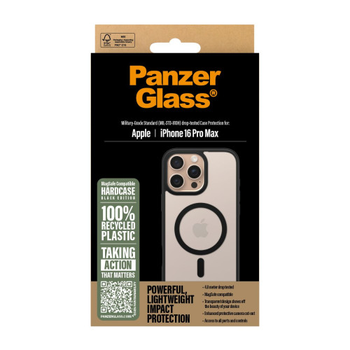 PanzerGlass PG HardC Blk MagS iPhone 16 6.9Inch Pro capa para telemóvel Transparente