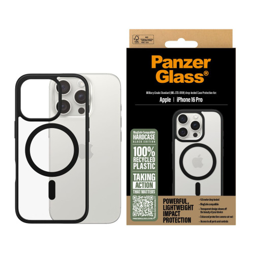 PanzerGlass PG HardC Blk MagS iPhone 16 6.3Inch Pro capa para telemóvel Transparente