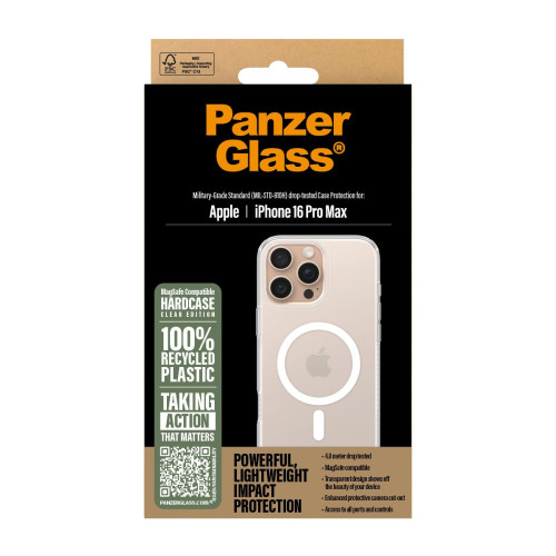 PanzerGlass PG HardC White MagS iPhone 16 6.9InchPro capa para telemóvel Transparente