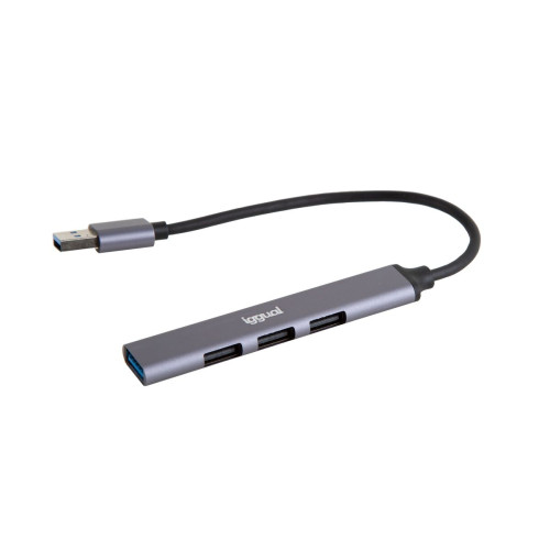 iggual IGG318454 hub de interface USB 3.2 Gen 1 (3.1 Gen 1) Type-A 5000 Mbit s Cinzento