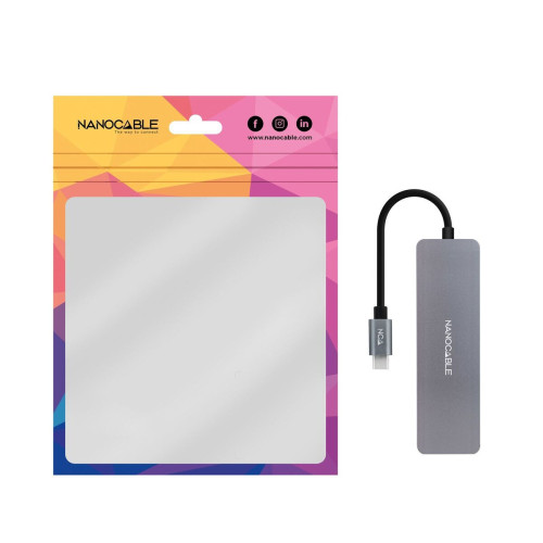Nanocable 10.16.4409 hub de interface USB 3.2 Gen 1 (3.1 Gen 1) Type-C 5 Mbit s Cinzento