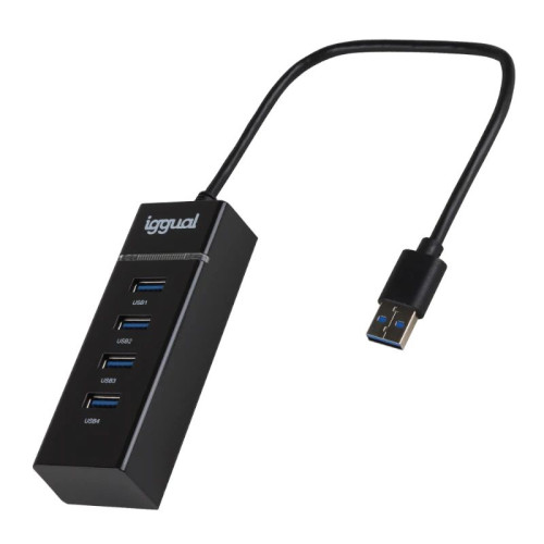 iggual IGG319246 hub de interface USB 3.2 Gen 1 (3.1 Gen 1) Type-A 5000 Mbit s Preto