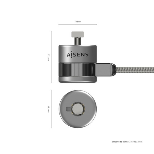AISENS ASLK-D40K02-SL cadeado antirroubo Prateado 1,5 m