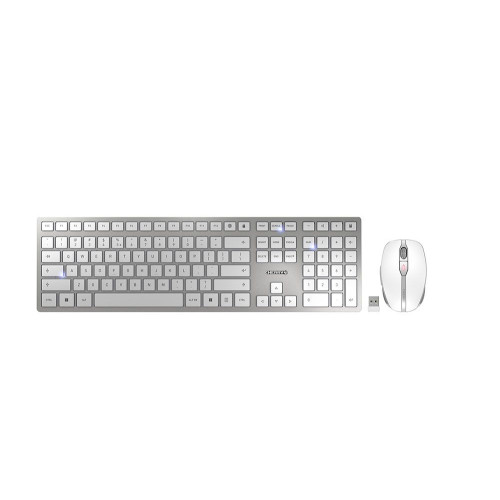 CHERRY DW 9100 SLIM teclado Rato incluído Universal RF Wireless + Bluetooth QWERTY Inglês (Estados Unidos) Prateado