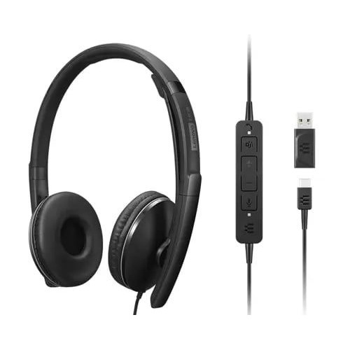 Lenovo 4XD1M45627 auscultador Auscultadores Com fios Fita de cabeça USB Type-C Preto