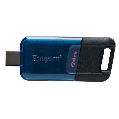 Kingston Technology DataTraveler 80 M unidade de memória USB 64 GB USB Type-C 3.2 Gen 1 (3.1 Gen 1) Preto, Azul