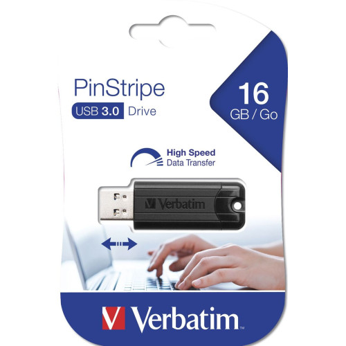 Verbatim PinStripe unidade de memória USB 16 GB USB Type-A 3.2 Gen 1 (3.1 Gen 1) Preto