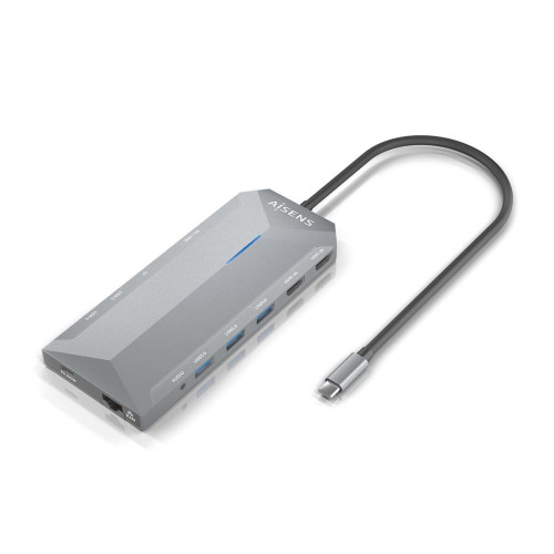 AISENS ASUC-12P005-GR base & duplicador de portas Com fios USB 3.2 Gen 1 (3.1 Gen 1) Type-C Cinzento