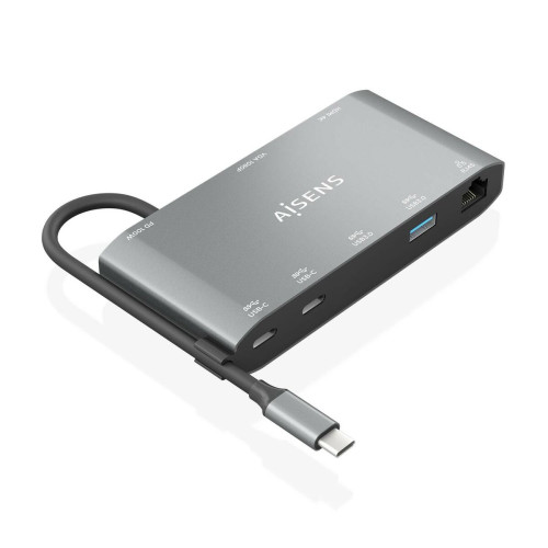 AISENS ASUC-8P010-GR base & duplicador de portas Com fios USB 3.2 Gen 1 (3.1 Gen 1) Type-C Cinzento