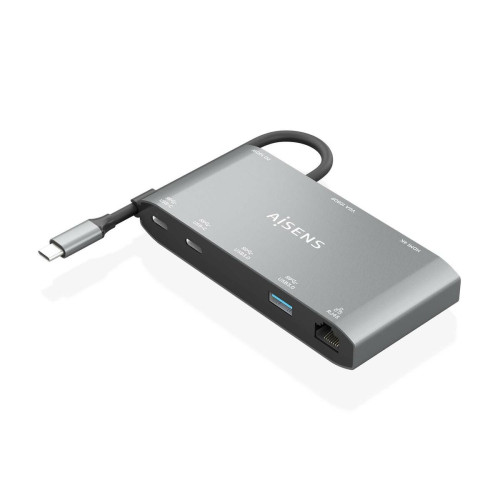 AISENS ASUC-8P010-GR base & duplicador de portas Com fios USB 3.2 Gen 1 (3.1 Gen 1) Type-C Cinzento