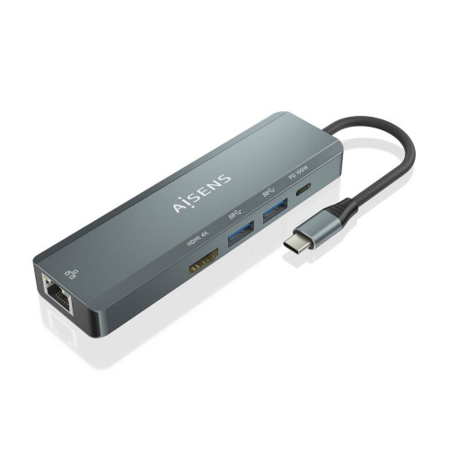 AISENS ASUC-5P011-GR base & duplicador de portas Com fios USB 3.2 Gen 1 (3.1 Gen 1) Type-C Cinzento