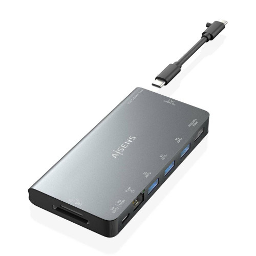 AISENS ASUC-8P015-GR base & duplicador de portas Com fios USB 3.2 Gen 1 (3.1 Gen 1) Type-C Cinzento