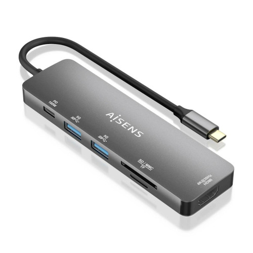 AISENS ASUC-6P016-GR base & duplicador de portas Com fios USB 3.2 Gen 1 (3.1 Gen 1) Type-C Cinzento