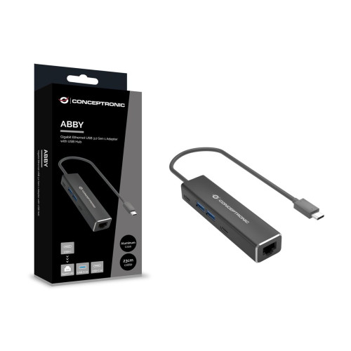 Conceptronic ABBY13B base & duplicador de portas Com fios USB 3.2 Gen 1 (3.1 Gen 1) Type-C Cinzento