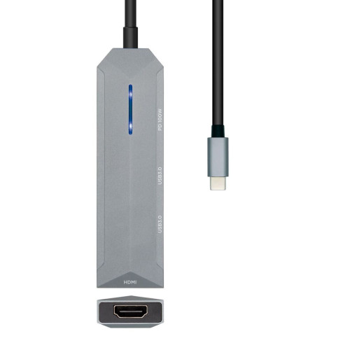 AISENS ASUC-4P002-GR base & duplicador de portas Com fios USB 3.2 Gen 1 (3.1 Gen 1) Type-C Cinzento
