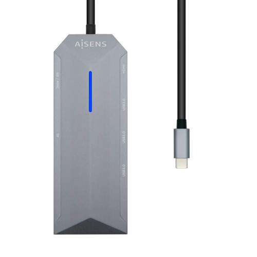 AISENS ASUC-8P004-GR base & duplicador de portas Com fios USB 3.2 Gen 1 (3.1 Gen 1) Type-C Cinzento