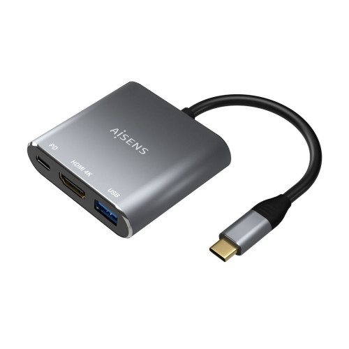 AISENS A109-0669 base & duplicador de portas Com fios USB 3.2 Gen 1 (3.1 Gen 1) Type-C Cinzento