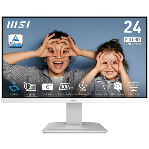 MSI Pro MP2412W monitor de ecrã 60,5 cm (23.8") 1920 x 1080 pixels Full HD LCD Branco