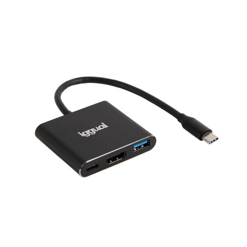 iggual IGG318461 base & duplicador de portas USB 3.2 Gen 1 (3.1 Gen 1) Type-C Preto