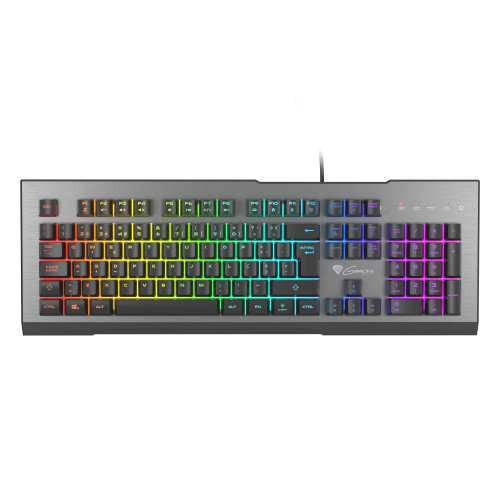 GENESIS Rhod 500 RGB teclado Jogos USB QWERTY Português Preto, Prateado