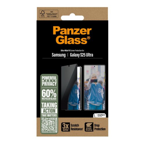 PanzerGlass Ultra Wide Fit Privacy Proteção de ecrã transparente Samsung 1 unidade(s)