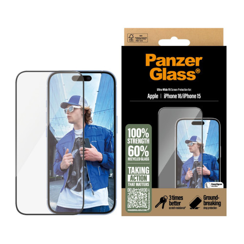 PanzerGlass PG Scrn iPhone 16 6.1Inch UWF Proteção de ecrã transparente Apple 1 unidade(s)