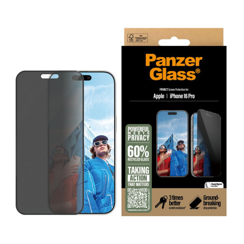 PanzerGlass PG Priv Scrn iPhone 16P 6.3Inch UWF Proteção de ecrã transparente Apple 1 unidade(s)