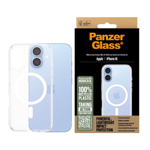 PanzerGlass PG HardCase White MagS iPhone 16 6.1Inch capa para telemóvel Transparente