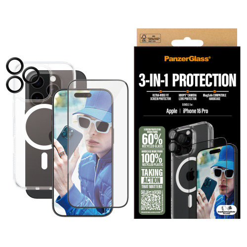 PanzerGlass PG 3-in-1 Bundle iPhone 16 6.3Inch Pro Proteção de ecrã transparente Apple 1 unidade(s)