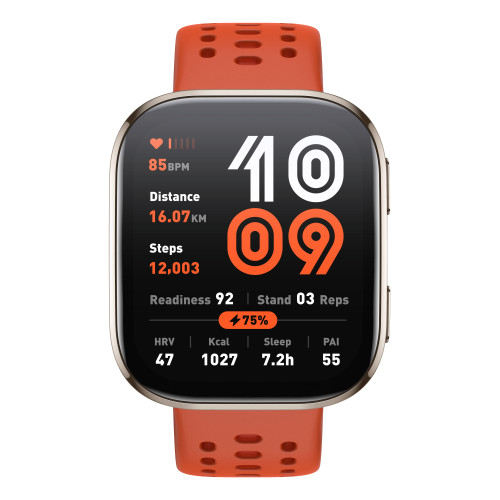 Amazfit Bip 6 Red 5 cm (1.97") AMOLED Digital 390 x 450 pixels Ecrã táctil Dourado GPS