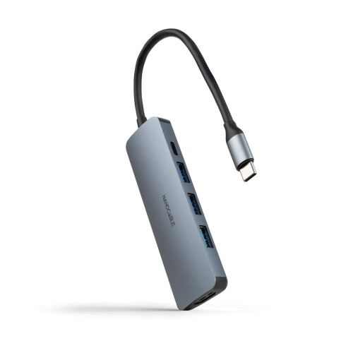Nanocable 10.16.4605 base & duplicador de portas Com fios USB 3.2 Gen 1 (3.1 Gen 1) Type-C Cinzento
