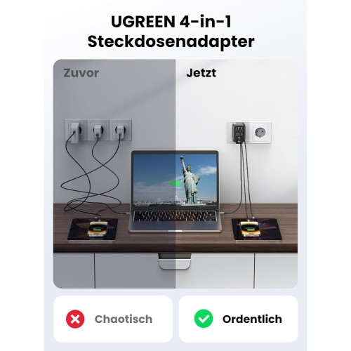 Ugreen 90613 carregador de dispositivos móveis Universal Preto AC Interior
