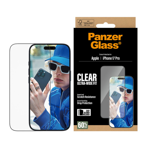 PanzerGlass ® Screen Protector iPhone 17 Pro | Ultra-Wide Fit w. EasyAligner Proteção de ecrã transparente Apple 1 unidade(s)