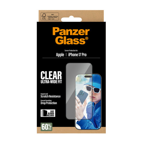PanzerGlass ® Screen Protector iPhone 17 Pro | Ultra-Wide Fit w. EasyAligner Proteção de ecrã transparente Apple 1 unidade(s)