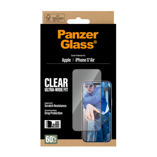 PanzerGlass ® Screen Protector iPhone 17 Air | Ultra-Wide Fit w. EasyAligner Proteção de ecrã transparente Apple 1 unidade(s)