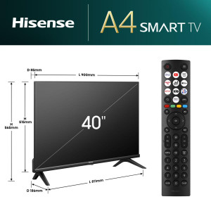 Hisense 40A4N 101,6 cm (40") Full HD Smart TV Wi-Fi Preto 200 cd m² 2