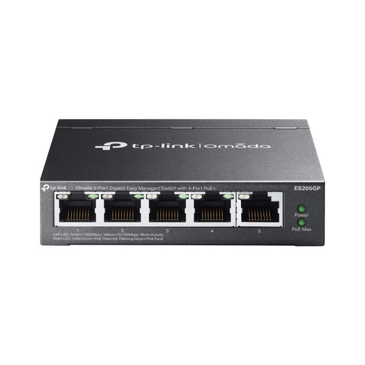 TP-Link Omada ES205G Gerido Gigabit Ethernet (10 100 1000) Power over Ethernet (PoE) Preto