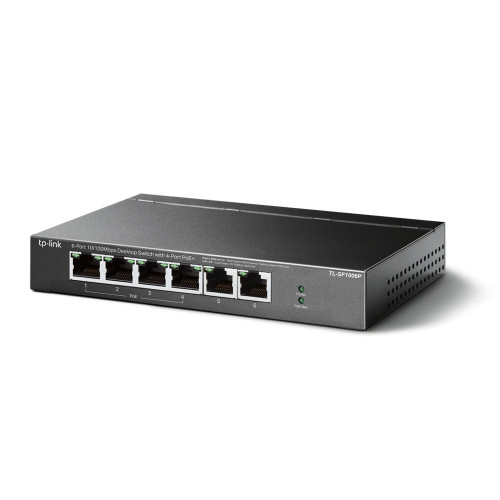 TP-Link TL-SF1006P switch de rede Não-gerido Fast Ethernet (10 100) Power over Ethernet (PoE) Preto TP-Link TL-SF1006P switch de rede Não-gerido Fast Ethernet (10 100) Power over Ethernet (PoE) Preto