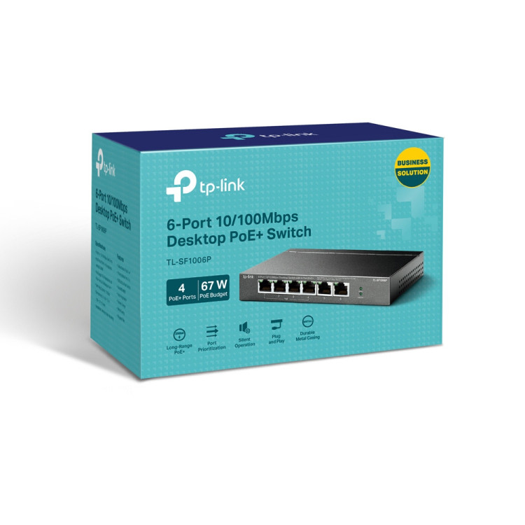 TP-Link TL-SF1006P switch de rede Não-gerido Fast Ethernet (10 100) Power over Ethernet (PoE) Preto