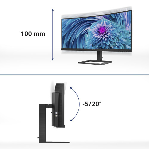 Philips E Line 346E2CUAE 00 monitor de ecrã 86,4 cm (34") 3440 x 1440 pixels Wide Quad HD+ LCD Preto Philips E Line 346E2CUAE 00 monitor de ecrã 86,4 cm (34") 3440 x 1440 pixels Wide Quad HD+ LCD Preto