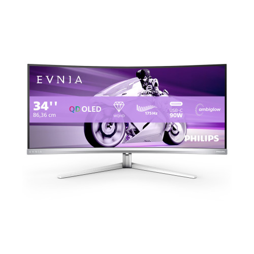 Philips 34M2C8600 00 monitor de ecrã 86,4 cm (34") 3440 x 1440 pixels Wide Quad HD OLED Branco Philips 34M2C8600 00 monitor de ecrã 86,4 cm (34") 3440 x 1440 pixels Wide Quad HD OLED Branco