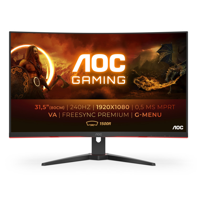 AOC G2 C32G2ZE BK monitor de ecrã 80 cm (31.5") 1920 x 1080 pixels Full HD LED Preto, Vermelho