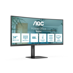 AOC V5 CU34V5C BK LED display 86,4 cm (34") 3440 x 1440 pixels Wide Quad HD Preto 2