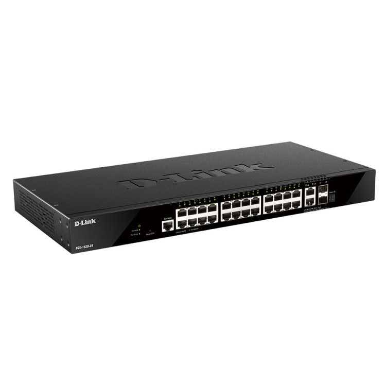 D-Link DGS-1520-28 E switch de rede Gerido L3 10G Ethernet (100 1000 10000) 1U Preto
