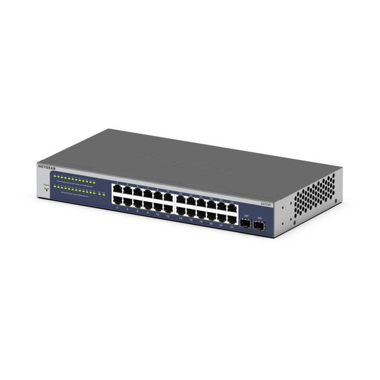 NETGEAR GS724Tv6 Gerido L2+ L3 Gigabit Ethernet (10 100 1000) 1U Azul, Cinzento