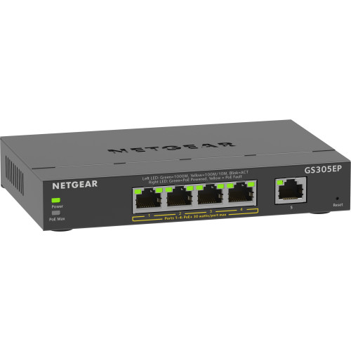 NETGEAR 5-Port Gigabit Ethernet PoE+ Plus Switch (GS305EP) Gerido L2 L3 Gigabit Ethernet (10 100 1000) Power over Ethernet NETGEAR 5-Port Gigabit Ethernet PoE+ Plus Switch (GS305EP) Gerido L2 L3 Gigabit Ethernet (10 100 1000) Power over Ethernet