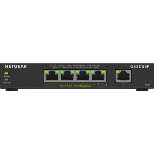 NETGEAR 5-Port Gigabit Ethernet PoE+ Plus Switch (GS305EP) Gerido L2 L3 Gigabit Ethernet (10 100 1000) Power over Ethernet NETGEAR 5-Port Gigabit Ethernet PoE+ Plus Switch (GS305EP) Gerido L2 L3 Gigabit Ethernet (10 100 1000) Power over Ethernet