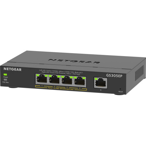 NETGEAR 5-Port Gigabit Ethernet PoE+ Plus Switch (GS305EP) Gerido L2 L3 Gigabit Ethernet (10 100 1000) Power over Ethernet NETGEAR 5-Port Gigabit Ethernet PoE+ Plus Switch (GS305EP) Gerido L2 L3 Gigabit Ethernet (10 100 1000) Power over Ethernet