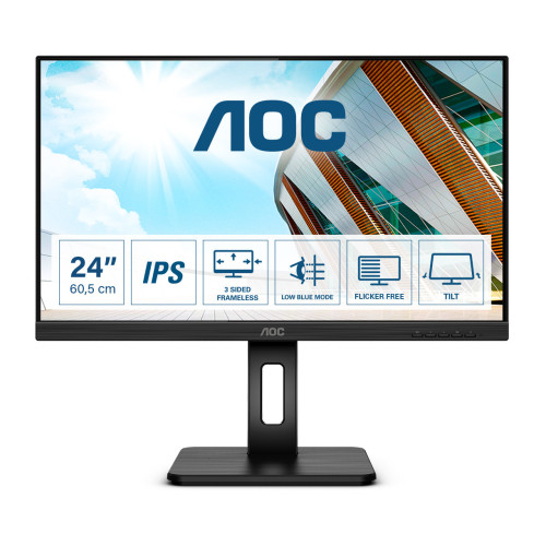 AOC P2 Q24P2Q LED display 60,5 cm (23.8") 2560 x 1440 pixels Quad HD Preto AOC P2 Q24P2Q LED display 60,5 cm (23.8") 2560 x 1440 pixels Quad HD Preto