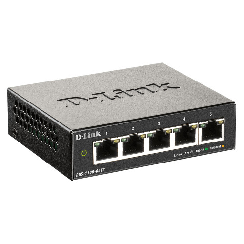 D-Link DGS-1100-05V2 E switch de rede Gerido L2 Gigabit Ethernet (10 100 1000) Preto D-Link DGS-1100-05V2 E switch de rede Gerido L2 Gigabit Ethernet (10 100 1000) Preto